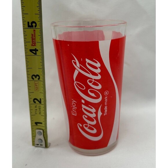 VINTAGE 1980s Coca-Cola Coke Glass Tumbler~Red & White Ribbon Logo 5.25"- 10 oz - Picture 7 of 8